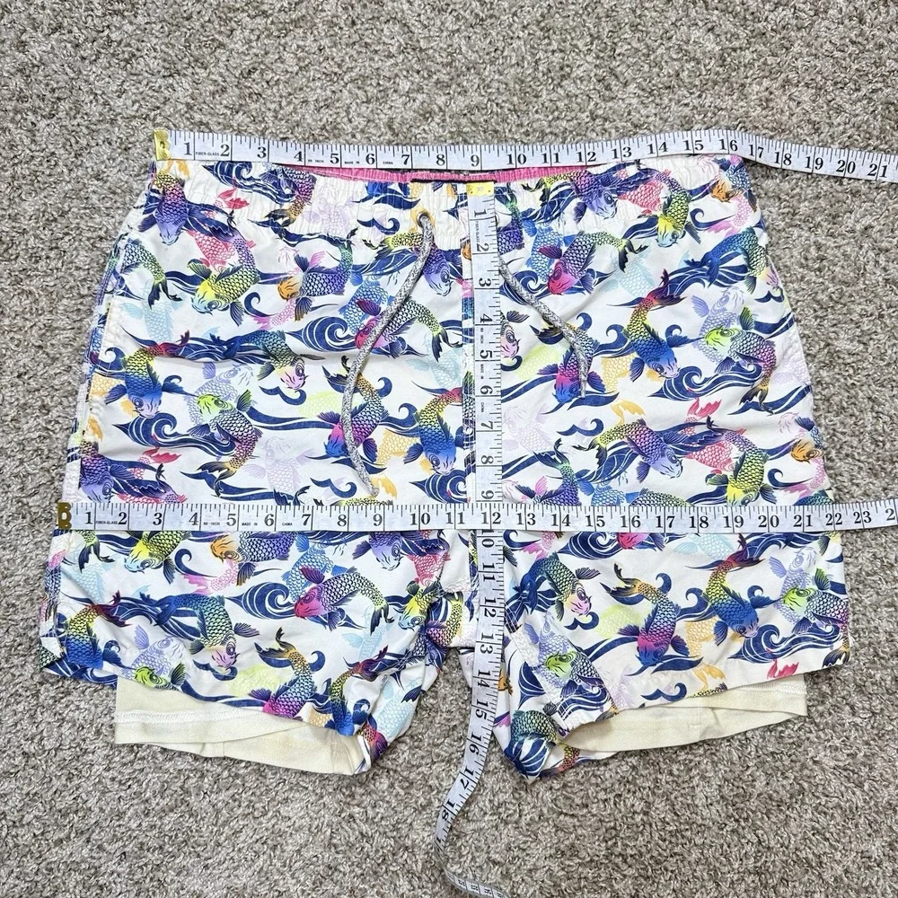 Michael's Swimwear Mens M Koi Fish Swim Trunks Cyclist Liner Multicolor Morocco